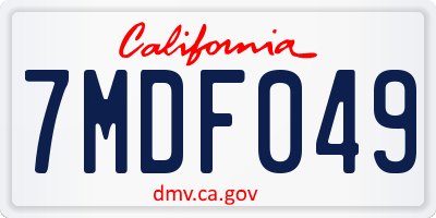 CA license plate 7MDF049