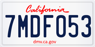 CA license plate 7MDF053