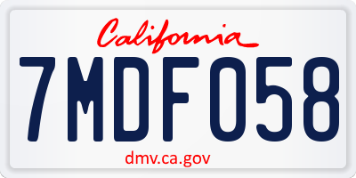 CA license plate 7MDF058