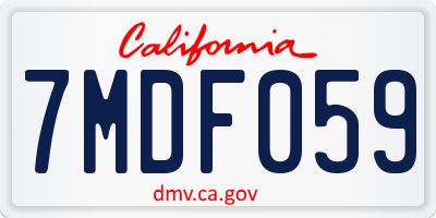 CA license plate 7MDF059