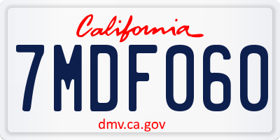 CA license plate 7MDF060