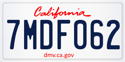 CA license plate 7MDF062