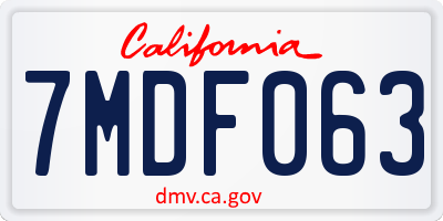 CA license plate 7MDF063