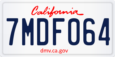 CA license plate 7MDF064
