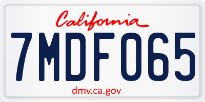 CA license plate 7MDF065