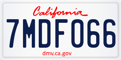 CA license plate 7MDF066