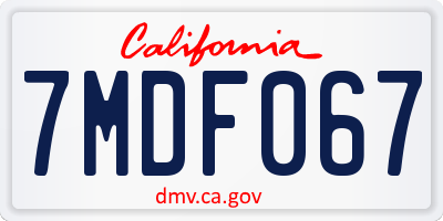 CA license plate 7MDF067