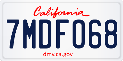 CA license plate 7MDF068