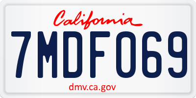 CA license plate 7MDF069