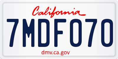 CA license plate 7MDF070