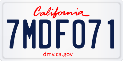 CA license plate 7MDF071