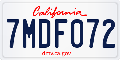 CA license plate 7MDF072