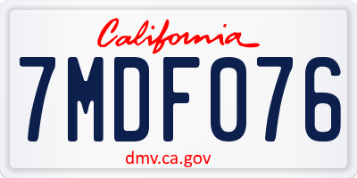 CA license plate 7MDF076