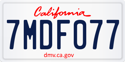 CA license plate 7MDF077