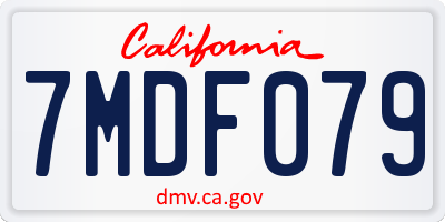 CA license plate 7MDF079