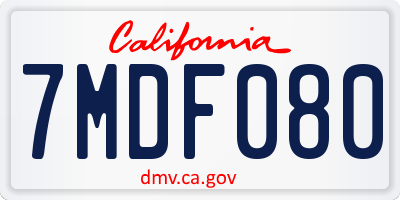 CA license plate 7MDF080