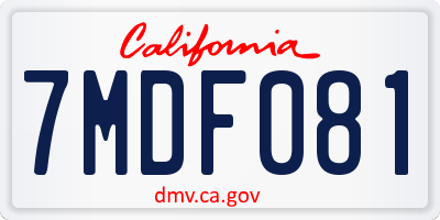 CA license plate 7MDF081