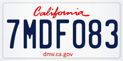 CA license plate 7MDF083