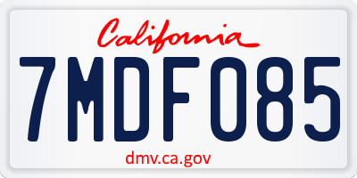CA license plate 7MDF085