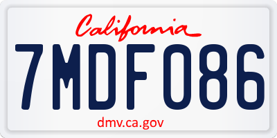 CA license plate 7MDF086