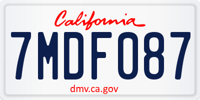 CA license plate 7MDF087