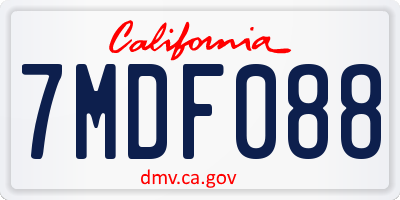 CA license plate 7MDF088