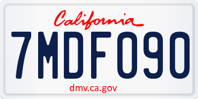 CA license plate 7MDF090