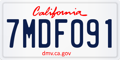 CA license plate 7MDF091