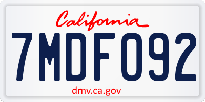 CA license plate 7MDF092
