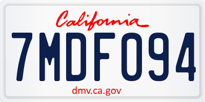 CA license plate 7MDF094