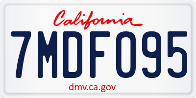 CA license plate 7MDF095