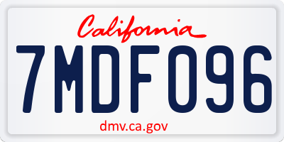 CA license plate 7MDF096