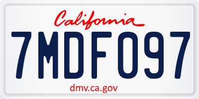 CA license plate 7MDF097