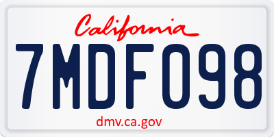 CA license plate 7MDF098