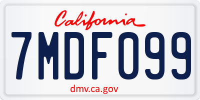 CA license plate 7MDF099