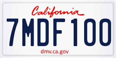 CA license plate 7MDF100