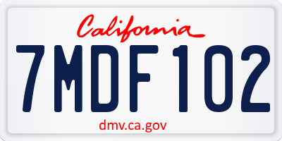 CA license plate 7MDF102
