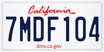 CA license plate 7MDF104