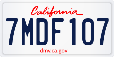 CA license plate 7MDF107