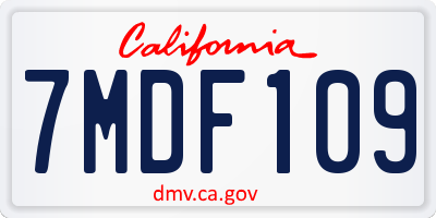 CA license plate 7MDF109
