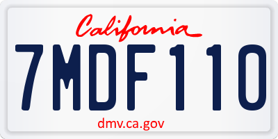 CA license plate 7MDF110