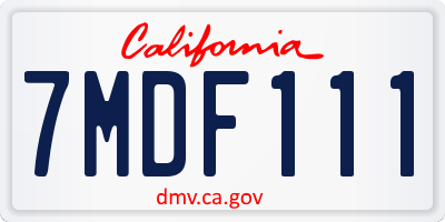 CA license plate 7MDF111