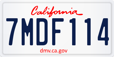 CA license plate 7MDF114