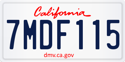 CA license plate 7MDF115