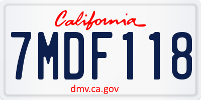 CA license plate 7MDF118