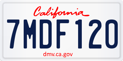 CA license plate 7MDF120