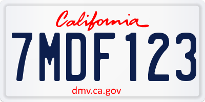 CA license plate 7MDF123