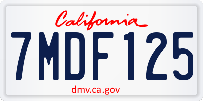 CA license plate 7MDF125