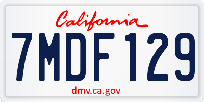 CA license plate 7MDF129
