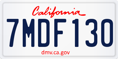 CA license plate 7MDF130